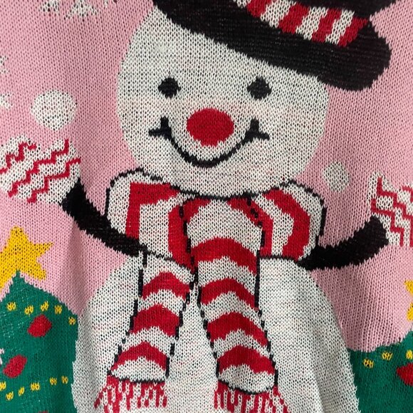 Ugly Christmas Sweater – Pink Snowman Holiday Knit - Picture 2 of 6